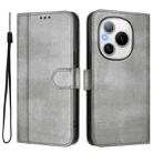 For Honor Power Line Splicing Buckle Retro Leather Phone Case(Grey) - 2