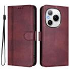 For Honor Power Line Splicing Buckle Retro Leather Phone Case(Wine Red) - 2