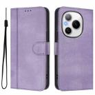 For Honor Power Line Splicing Buckle Retro Leather Phone Case(Purple) - 2