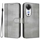 For Honor Play 60 Line Splicing Buckle Retro Leather Phone Case(Grey) - 2