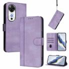 For Honor Play 60 Line Splicing Buckle Retro Leather Phone Case(Purple) - 1