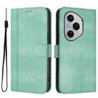For Honor 400 Pro Global 160.8mm Line Splicing Buckle Retro Leather Phone Case(Mint Green) - 2