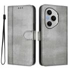 For Honor 400 Pro Global 160.8mm Line Splicing Buckle Retro Leather Phone Case(Grey) - 2