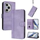 For Honor 400 Pro Global 160.8mm Line Splicing Buckle Retro Leather Phone Case(Purple) - 1
