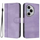 For Honor 400 Pro Global 160.8mm Line Splicing Buckle Retro Leather Phone Case(Purple) - 2