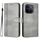 For Honor X6c 4G Line Splicing Buckle Retro Leather Phone Case(Grey) - 2