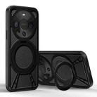 For Huawei Mate 60 Pro Cooling Hollow Metal Holder MagSafe Phone Case(Black) - 1