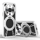 For Huawei Mate 60 Pro Cooling Hollow Metal Holder MagSafe Phone Case(Silver) - 1