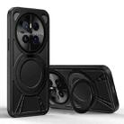 For Huawei Mate 70 Cooling Hollow Metal Holder MagSafe Phone Case(Black) - 1