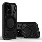 For Honor 200 Pro Cooling Hollow Metal Holder MagSafe Phone Case(Black) - 1
