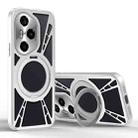 For Honor 300 Cooling Hollow Metal Holder MagSafe Phone Case(Silver) - 1