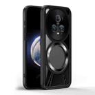 For Honor Magic5 Cooling Hollow Metal Holder MagSafe Phone Case(Black) - 2