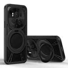 For Honor Magic6 Cooling Hollow Metal Holder MagSafe Phone Case(Black) - 1