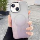 For iPhone 15 Metal Lens Frame Gradient PC MagSafe Phone Case(Black) - 1