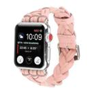 For Apple Watch Ultra 49mm / Series 8&7 45mm / SE 2&6&SE&5&4 44mm / 3&2&1 42mm Leather Woven Single Loop Watch Band(Pink) - 1