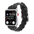 For Apple Watch Ultra 49mm / Series 8&7 45mm / SE 2&6&SE&5&4 44mm / 3&2&1 42mm Leather Woven Single Loop Watch Band(Black) - 1