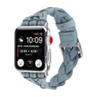 For Apple Watch Ultra 49mm / Series 8&7 45mm / SE 2&6&SE&5&4 44mm / 3&2&1 42mm Leather Woven Single Loop Watch Band(Sky Blue) - 1