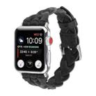 For Apple Watch Series 8&7 41mm / SE 2&6&SE&5&4 40mm / 3&2&1 38mm Leather Woven Single Loop Watch Band(Black) - 1