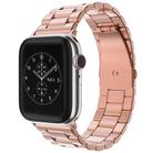 For Apple Watch 46mm / 49mm / 45mm / 44mm xDfind Three Beads Fold Buckle Stainless Steel Watch Band(Rose Gold) - 1