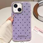For iPhone 15 Plus / 14 Plus Glitter Powder Dots Pattern Rhinestone Large Hole Phone Case(Purple) - 1