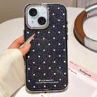For iPhone 15 Glitter Powder Polka Dots Rhinestone Large Hole Phone Case(Black) - 1