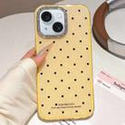 For iPhone 15 Glitter Powder Polka Dots Rhinestone Large Hole Phone Case(Yellow) - 1