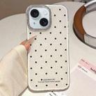 For iPhone 15 Glitter Powder Polka Dots Rhinestone Large Hole Phone Case(White) - 1