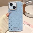 For iPhone 15 Glitter Powder Polka Dots Rhinestone Large Hole Phone Case(Blue) - 1