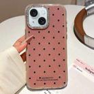 For iPhone 15 Glitter Powder Polka Dots Rhinestone Large Hole Phone Case(Red) - 1