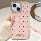 For iPhone 15 Glitter Powder Polka Dots Rhinestone Large Hole Phone Case(Pink) - 1