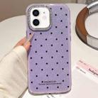 For iPhone 11 Glitter Powder Polka Dots Rhinestone Large Hole Phone Case(Purple) - 1