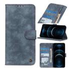 For iPhone 12 Pro Max Antelope Texture Magnetic Buckle Horizontal Flip PU Leather Case with Card Slots & Wallet & Holder(Blue) - 1