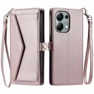 For OPPO Reno13 Pro Wallet Multi-card Slot Leather Phone Case with Lanyard(Rose Gold) - 1
