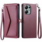 For OPPO Reno13 Pro Wallet Multi-card Slot Leather Phone Case with Lanyard(Wine Red) - 1