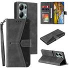 For OPPO Reno13 Pro Nail Skin Feel Stitching Calf Texture Leather Phone Case(Grey) - 1