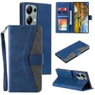 For OPPO Reno13 Pro Nail Skin Feel Stitching Calf Texture Leather Phone Case(Blue) - 1