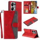 For OPPO Reno13 Pro Nail Skin Feel Stitching Calf Texture Leather Phone Case(Red) - 1