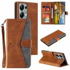 For OPPO Reno13 Pro Nail Skin Feel Stitching Calf Texture Leather Phone Case(Brown) - 1