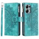 For OPPO Reno13 Pro Multi-Card Totem Zipper Leather Phone Case(Green) - 2