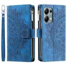 For OPPO Reno13 Pro Multi-Card Totem Zipper Leather Phone Case(Blue) - 2
