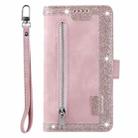 For OPPO Reno13 Pro Nine Card Zipper Bag Leather Phone Case with Lanyard(Pink) - 2