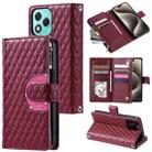 For Honor 400 Lite Glitter Lattice Zipper Wallet Leather Phone Case(Wine Red) - 1