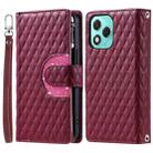 For Honor 400 Lite Glitter Lattice Zipper Wallet Leather Phone Case(Wine Red) - 2
