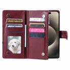 For Honor 400 Lite Glitter Lattice Zipper Wallet Leather Phone Case(Wine Red) - 3