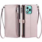 For Honor 400 Lite Leather Stitching Multi-card Slot Zipper Phone Case(Rose Gold) - 2