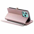For Honor 400 Lite Leather Stitching Multi-card Slot Zipper Phone Case(Rose Gold) - 3