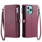 For Honor 400 Lite Leather Stitching Multi-card Slot Zipper Phone Case(Wine Red) - 2