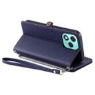 For Honor 400 Lite Leather Stitching Multi-card Slot Zipper Phone Case(Blue) - 3