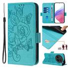 For vivo X200s 5G Embossed Rose RFID Anti-theft Leather Phone Case(Light Blue) - 1