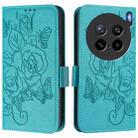 For vivo X200s 5G Embossed Rose RFID Anti-theft Leather Phone Case(Light Blue) - 2